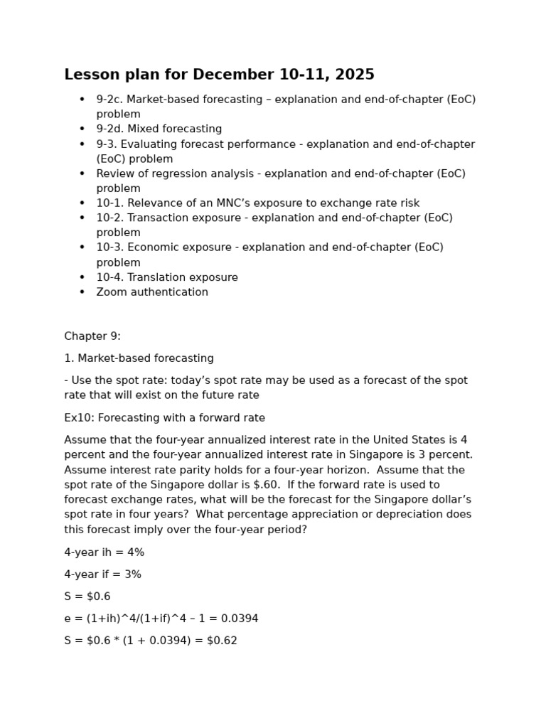 Lesson Plan For December 10 | PDF