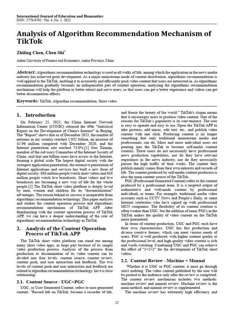 Analysis of Algorithm Recommendation Mechanism of | PDF | Tag (Metadata ...