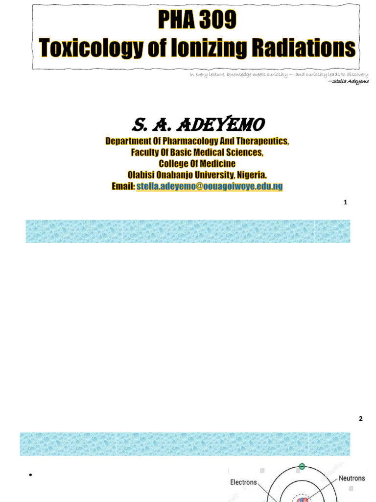 Toxicology of Ionizing Radiation | PDF | Radioactive Decay | Ionizing ...
