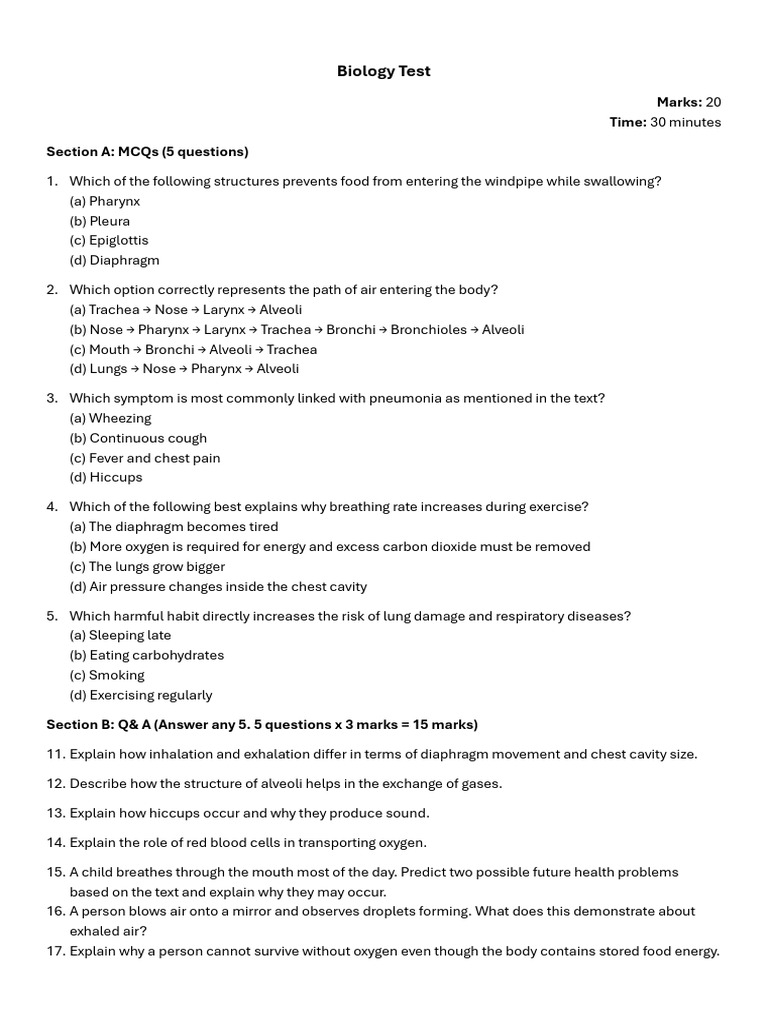 Biology Test | PDF