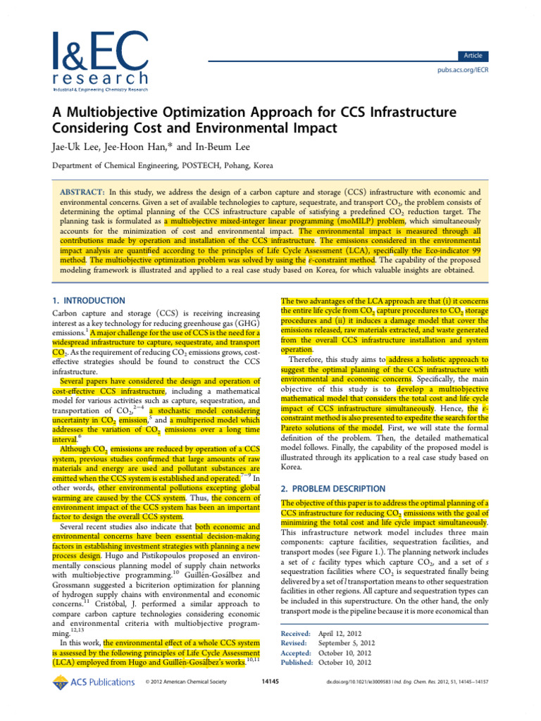 A Multiobjective Optimization Approach For CCS Infrastructure ...