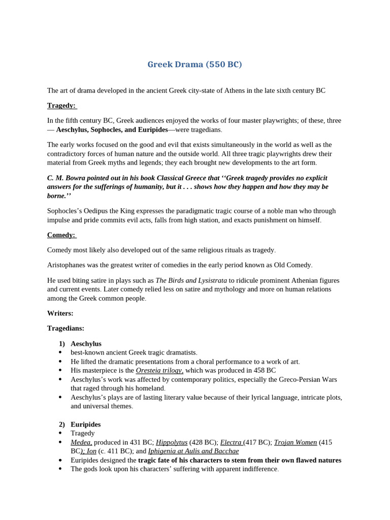 Notes For Mphil Preparation | PDF | Classicism | Tragedy