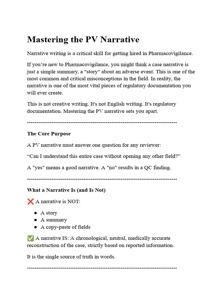 Mastering The PV Narrative-1 | PDF | Pharmacovigilance