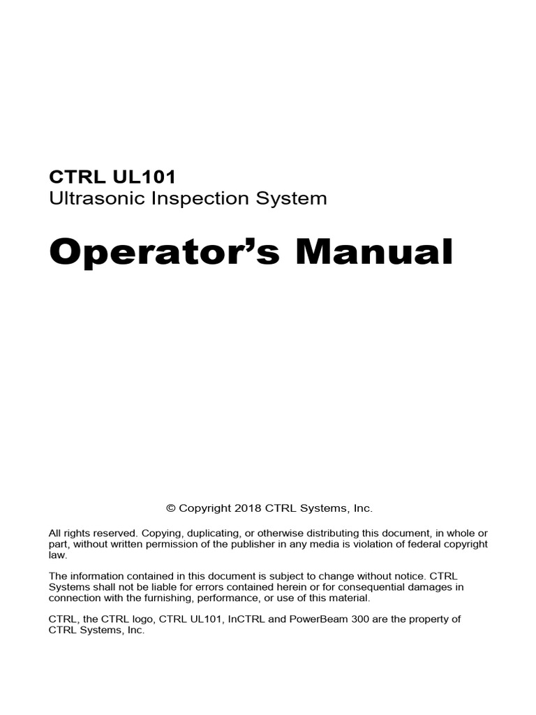 UL101 (B00033) Operator Manual 2018 | PDF | Ultrasound | Sound