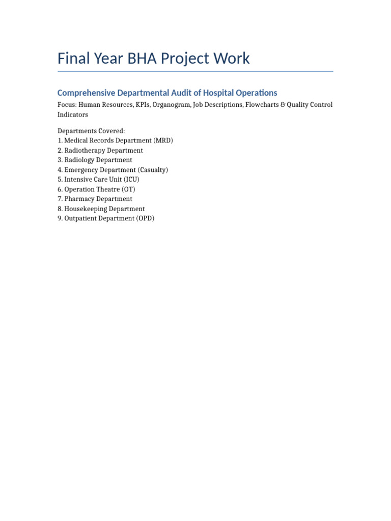Hospital Department Audit Full Report | PDF | Performance Indicator ...