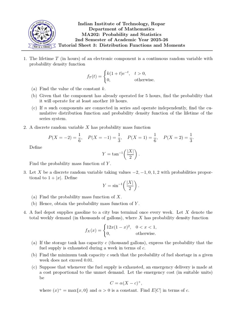 Tut 3 | PDF | Probability Distribution | Random Variable