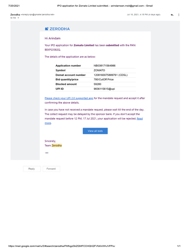 IPO Application for Zomato Limited Submitted. - Arindamsen.msit@Gmail ...