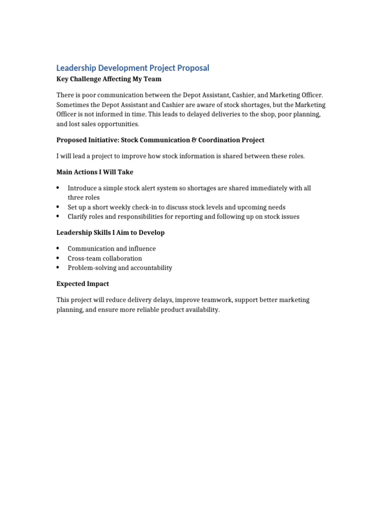 Leadership Development Project Proposal | PDF