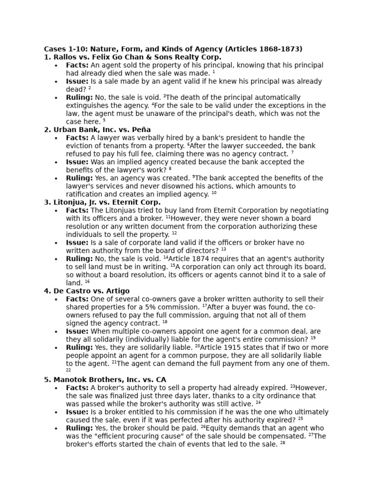 Agency Cases 1 51 Short Short Cases | PDF | Law Of Agency | Legal Liability