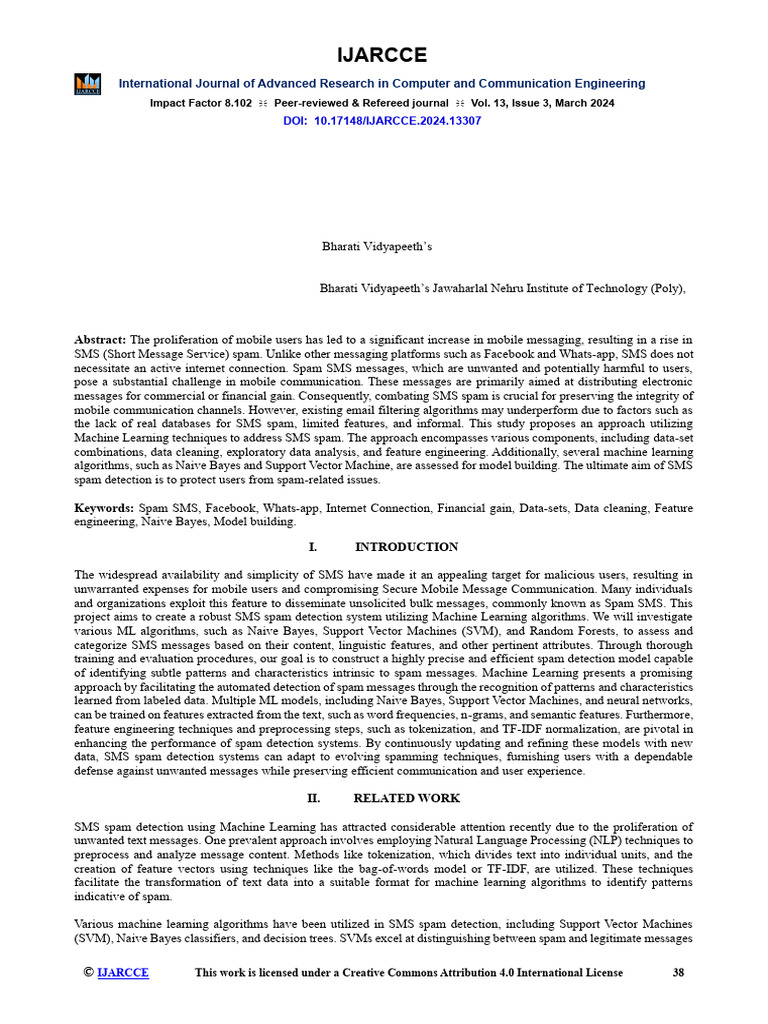 Sms Spam Detection Using Machine Learning | PDF | Machine Learning ...