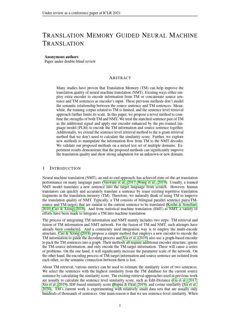 Translation Memory Guided Neural Machine Translation | PDF | Computing ...