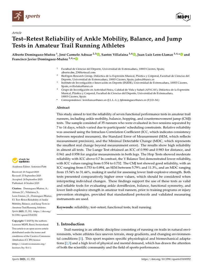 sports-13-00352 | PDF | Balance (Ability)