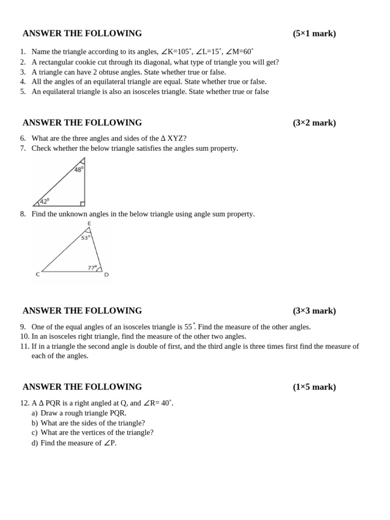 Revision. Triangles T | PDF