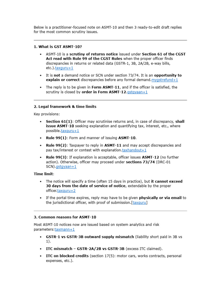 How To Evaluate A GST Notice and Sample Drafts | PDF | Taxes ...