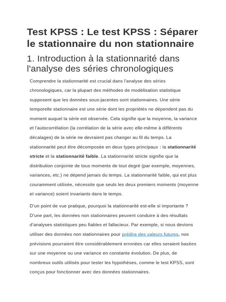 Test KPSS | PDF | Séries chronologiques | Processus stationnaire