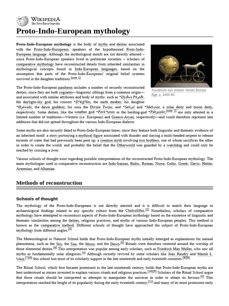 Proto Indo European Mythology | PDF | Mythology | Comparative Mythology