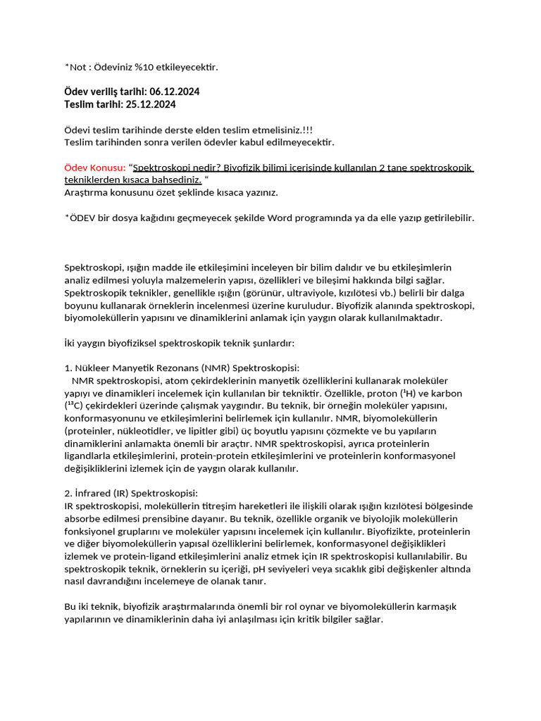 Biyofizik Odev Dosyasi | PDF