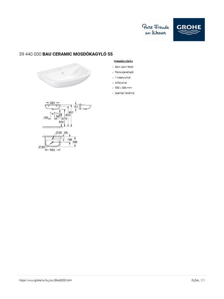 GROHE Specification Sheet 39440000 | PDF
