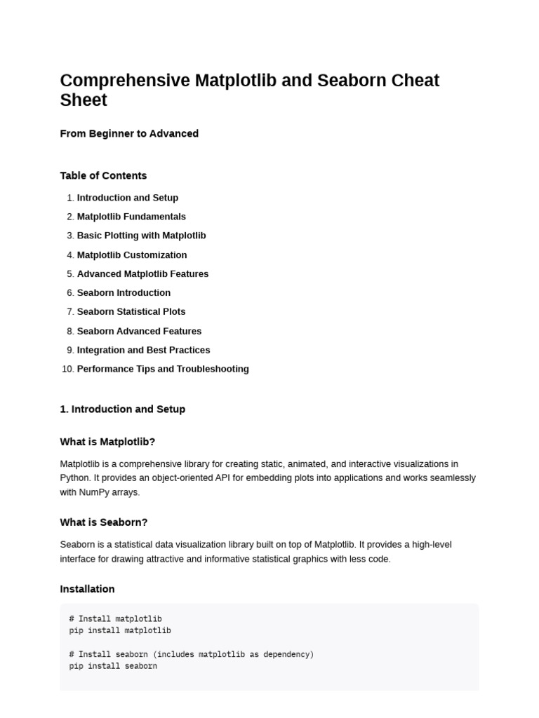Matplotlib Seaborn Comprehensive Cheatsheet | PDF | Histogram ...