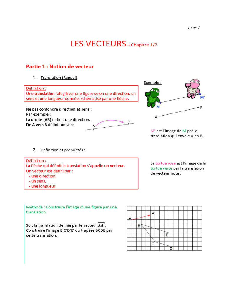 Cours Sur Les Vecteurs 1 Sur 2 - Compressed | PDF | Géométrie ...
