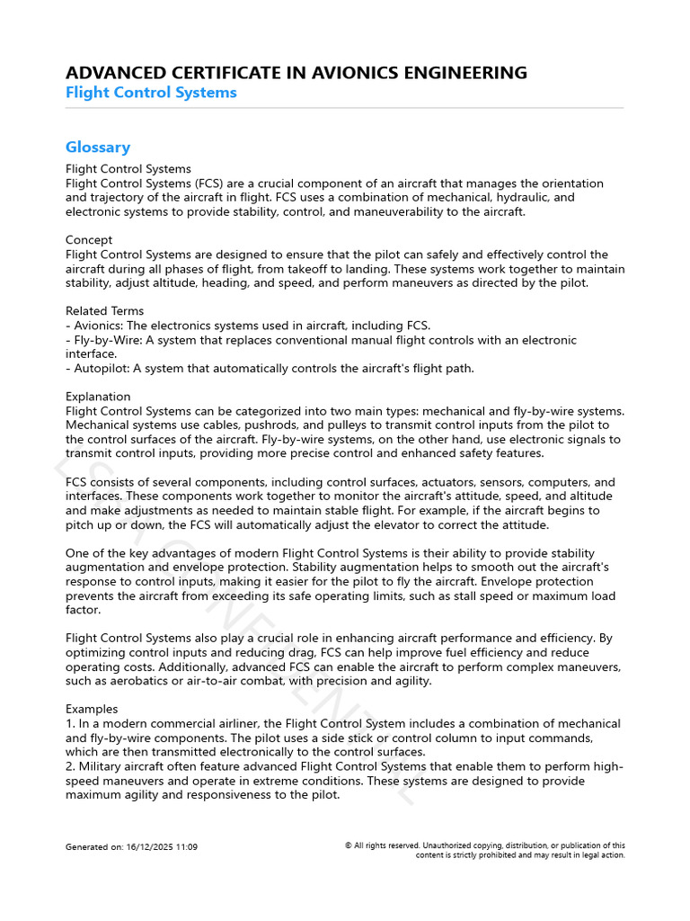 Flight Control Systems Glossary | PDF | Aircraft Flight Control System ...