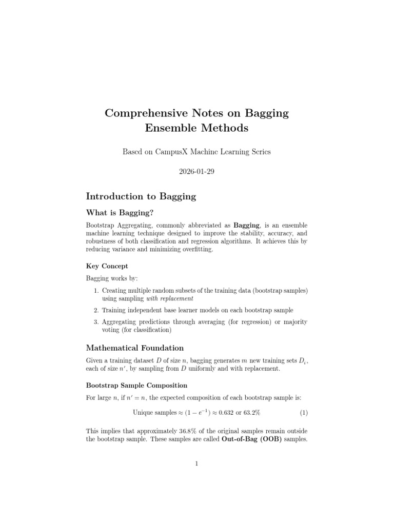 34 Bagging Notes | PDF | Bootstrapping (Statistics) | Machine Learning