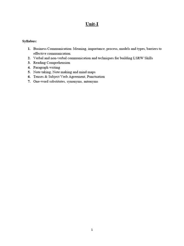 CommunicationSkills Unit 1 | PDF | Communication | Nonverbal Communication