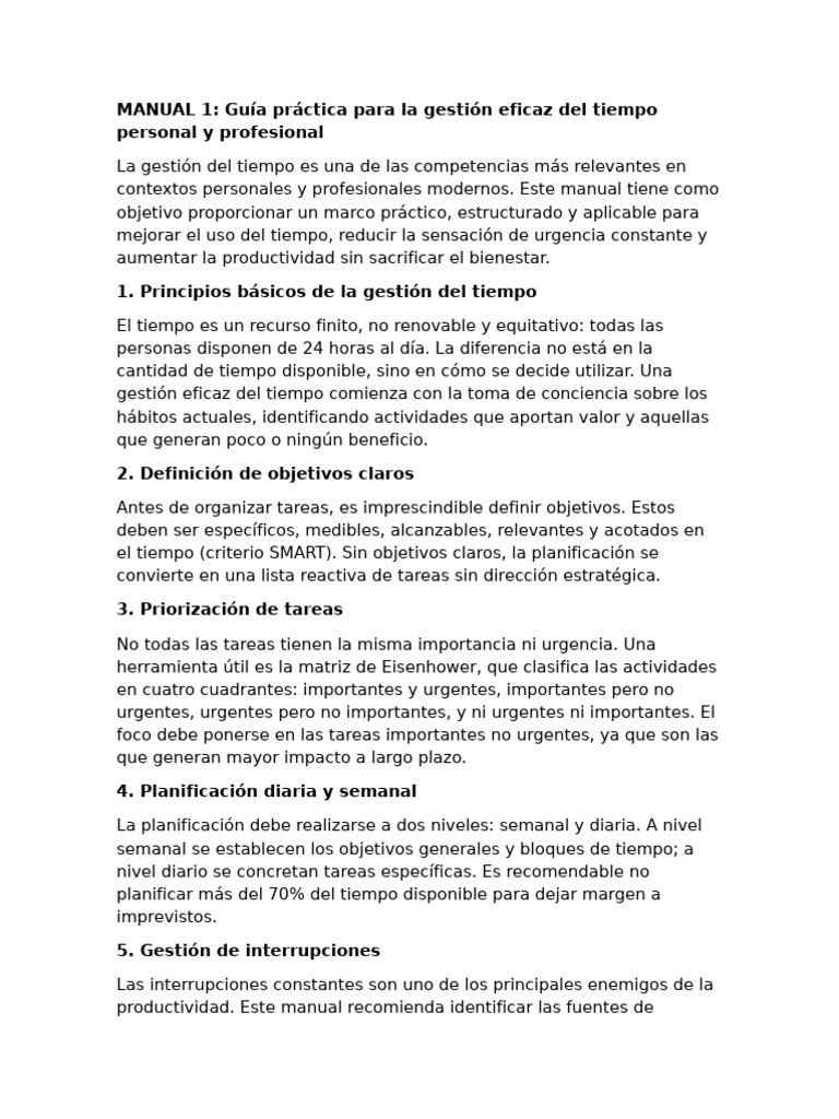 Manual 1 | PDF | Gestión del tiempo | Habilidades profesionales