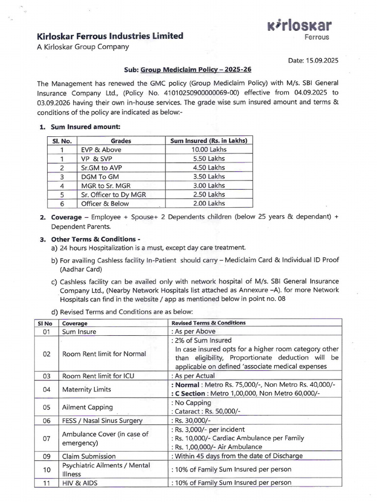 GMC Policy Renewal Circular - 2025-26 | PDF