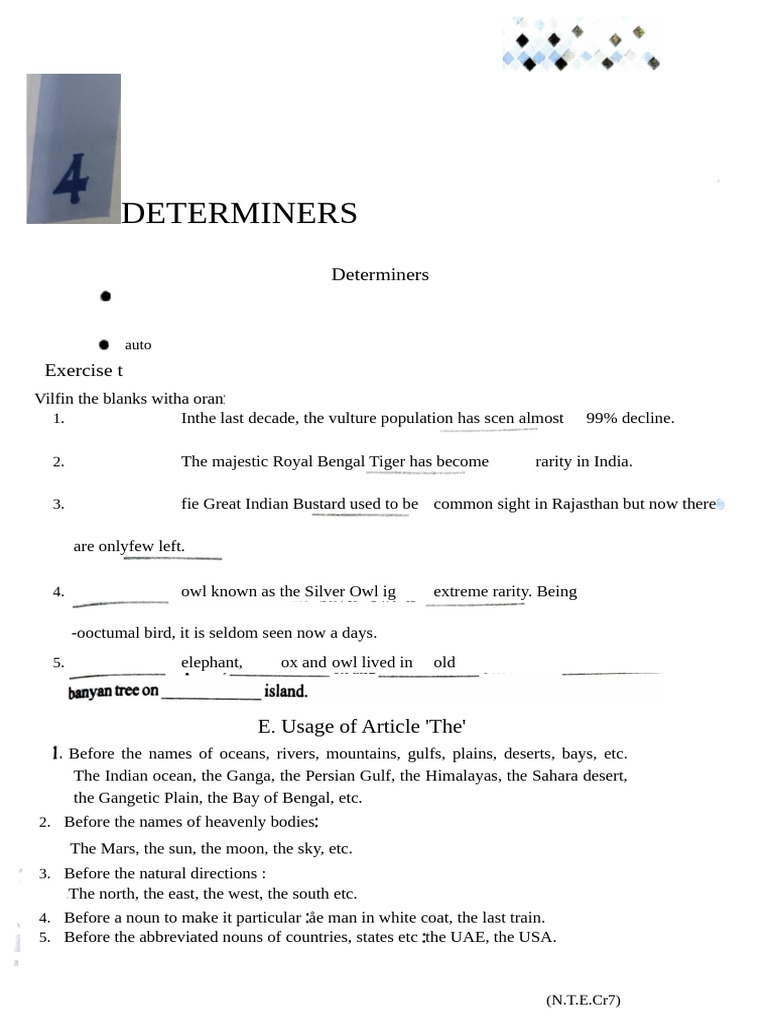 Vii - Jo's - CH 4 - Determiners | PDF | English Language | Noun