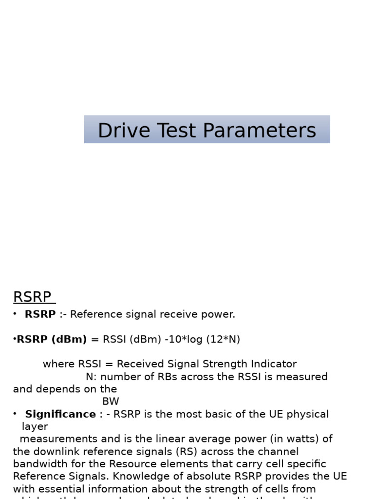 254169569 Drive Test Parameters | PDF | High Speed Packet Access ...