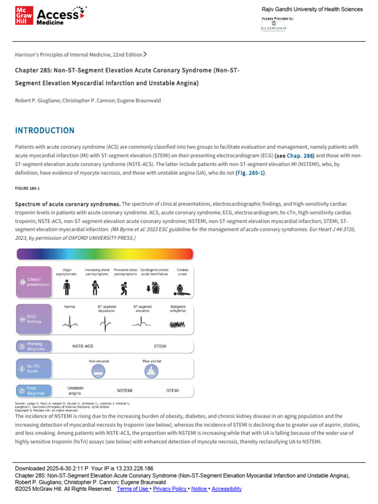Chapter 285_ Non-ST-Segment Elevation Acute Coronary Syndrome (Non-ST ...