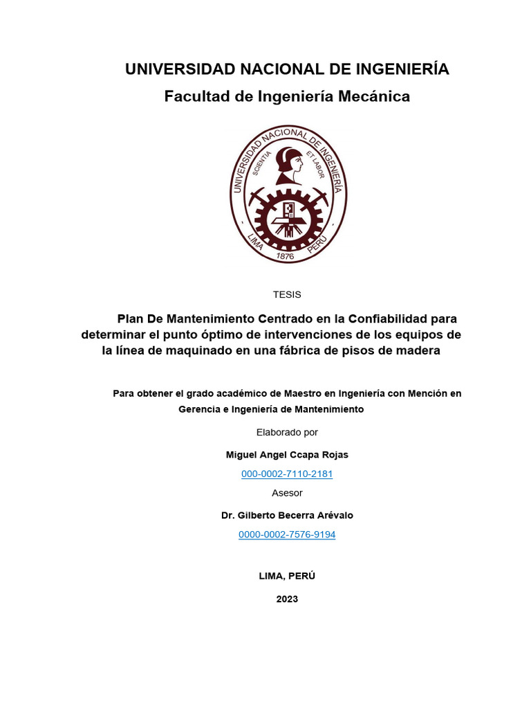 Ccapa RM | PDF | Ingeniería de confiabilidad