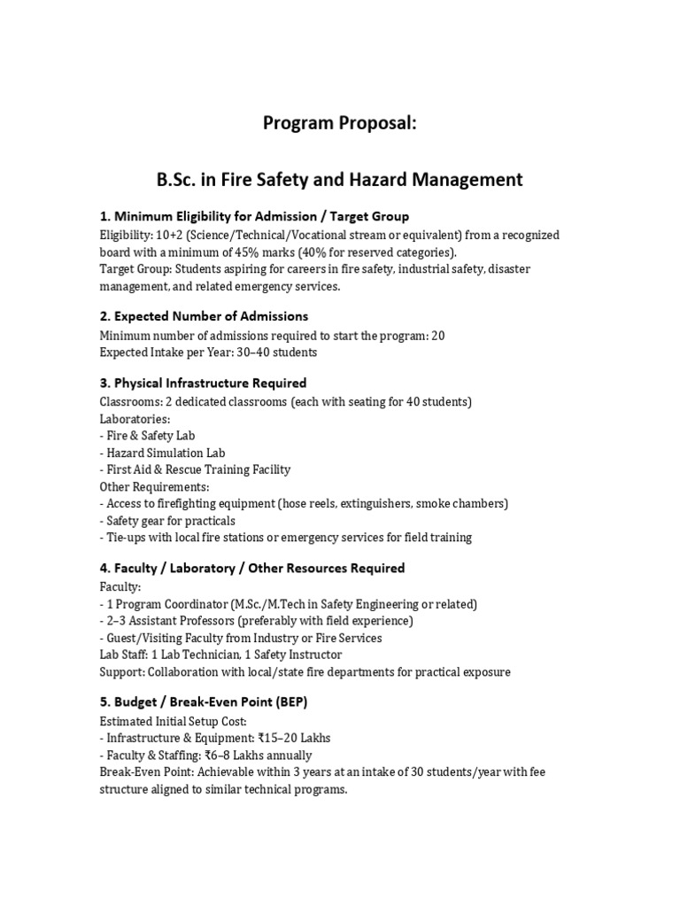 BSC Fire Safety Program Proposal | PDF | Occupational Safety And Health ...