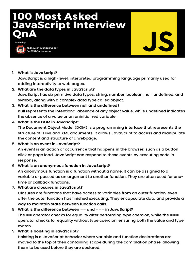 JS Interview QA (2) | PDF | Java Script | Document Object Model