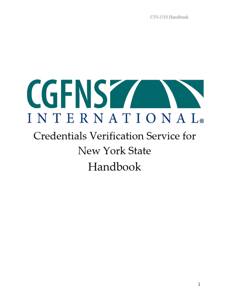 Cgfns Cvs-nys Handbook | PDF | Diploma | Academic Degree