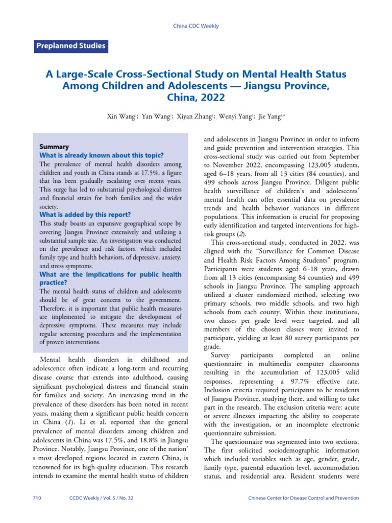 A Large-Scale Cross-Sectional Study on Mental Health Status Among ...