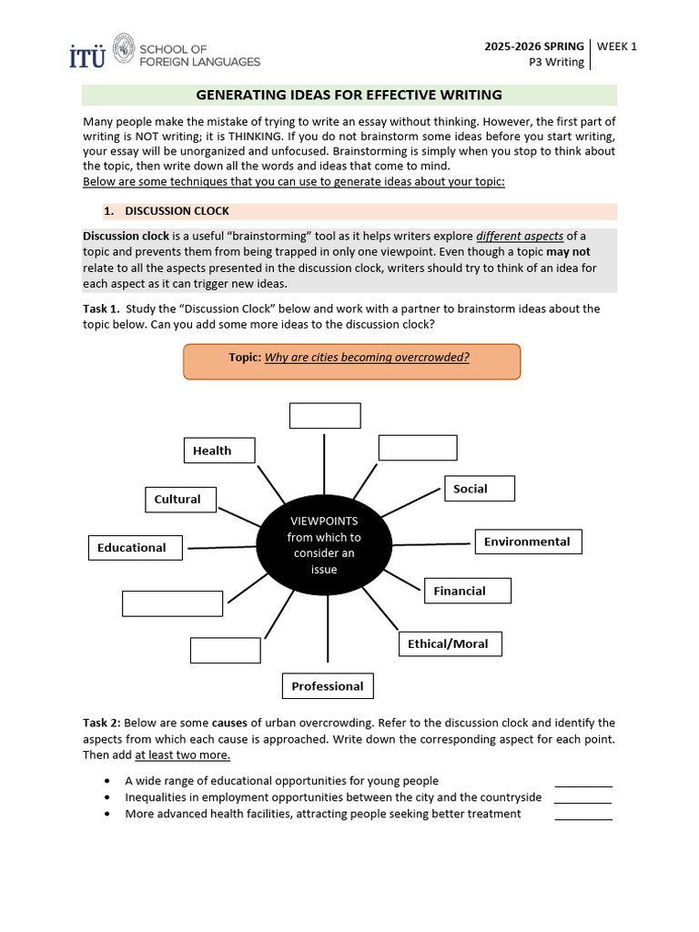 p3-s 2025-2026 Generating Ideas For Effective Writing - Student - S ...