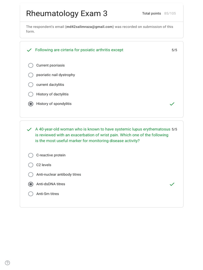 Rheumatology Exam 3 | PDF | Rheumatoid Arthritis | Psoriasis