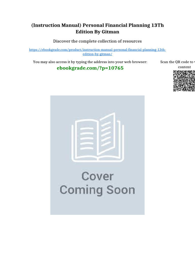(Instruction Manual) Personal Financial Planning 13th Edition by Gitman pdf version | PDF ...