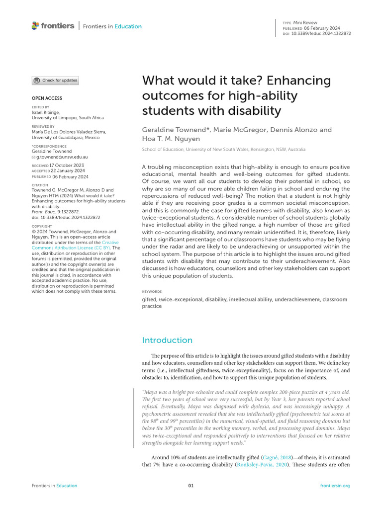 What Would It Take - Enhancing Outcomes for High-Ability Students With ...