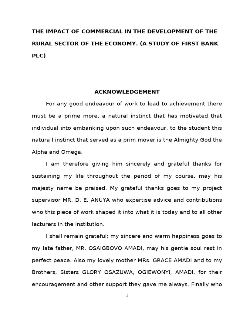 Thee Impact of Commercial Banks in the Develpment of the Rural Sector ...