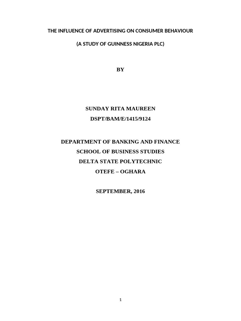 The Influence of Advertising On Consumer Behaviour | PDF | Advertising ...