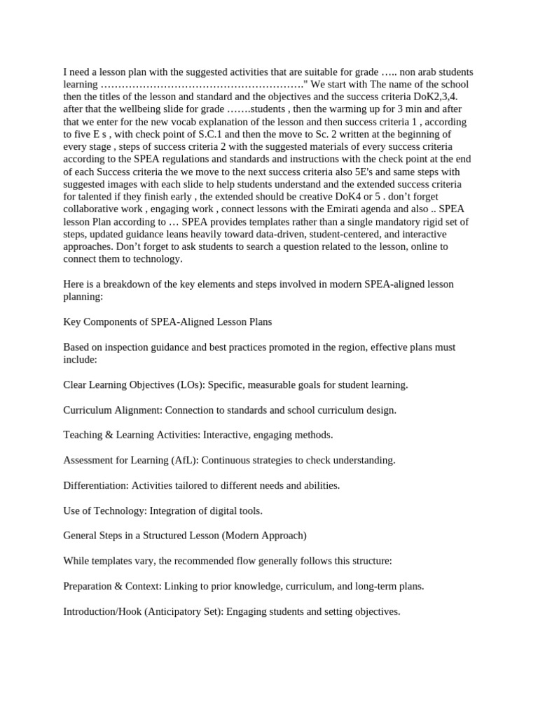 SPEA Regulations and Steps | PDF | Lesson Plan | Intelligence