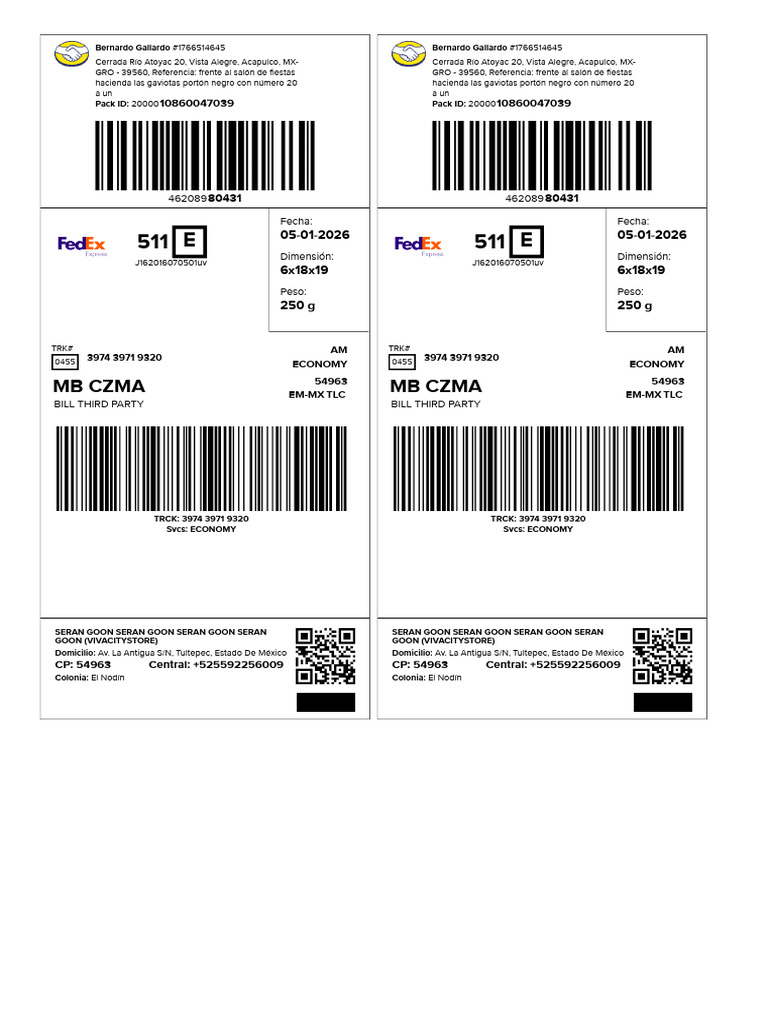 Shipment Labels 260105120159 | PDF