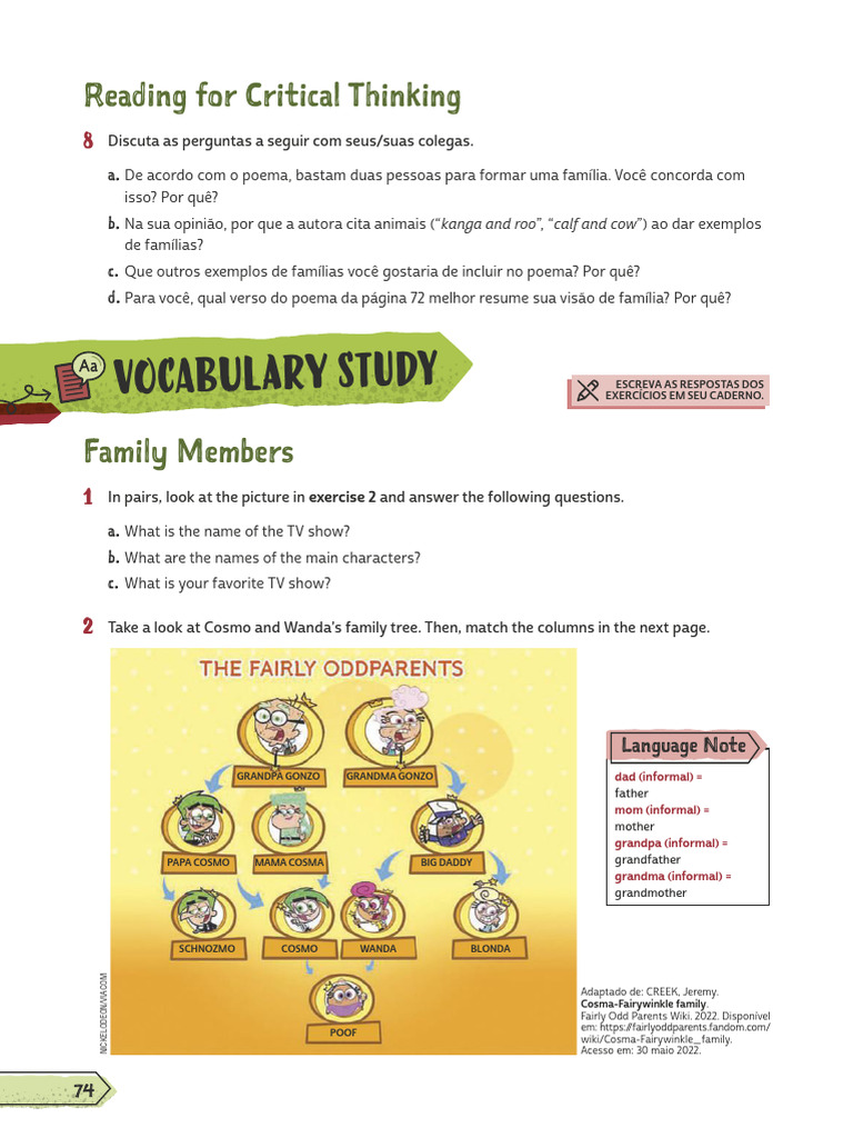 Homework - 6º Ano - Family Members | PDF | Interpersonal Relationships ...