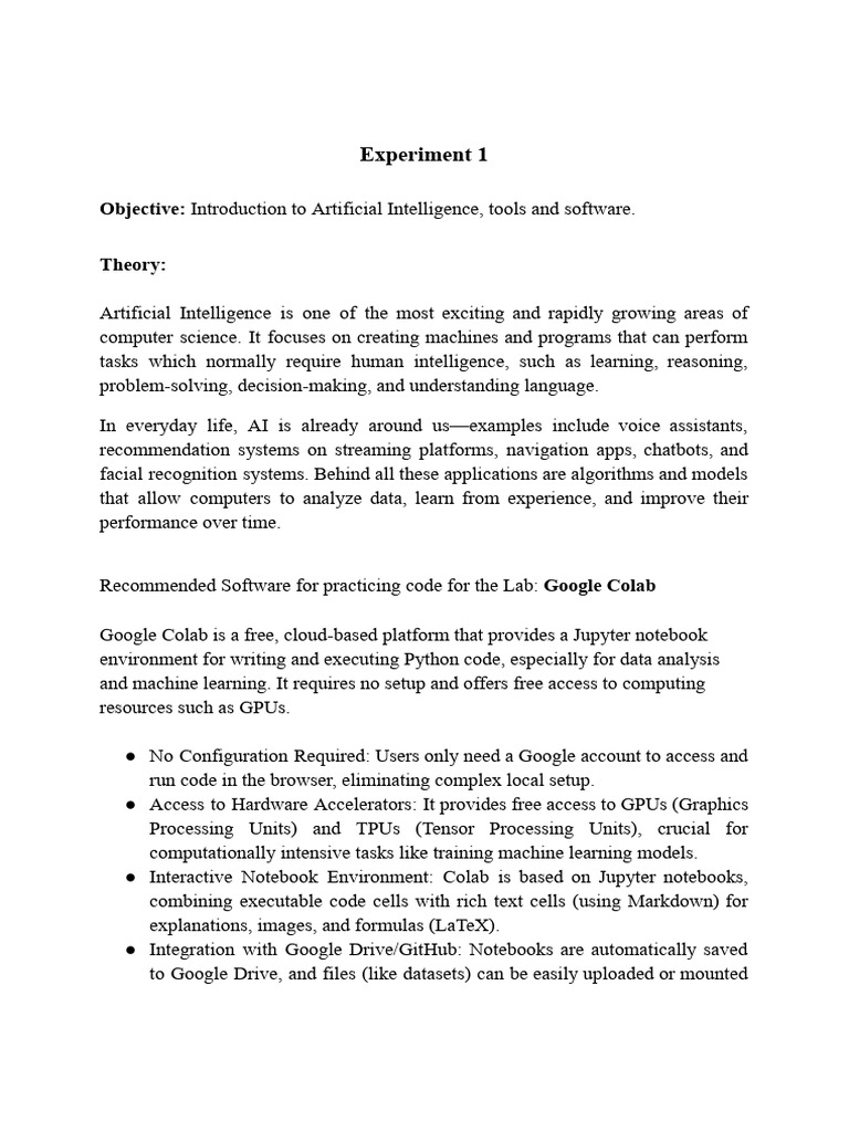 Introduction To Artificial Intelligence Lab Manual | PDF | Artificial ...