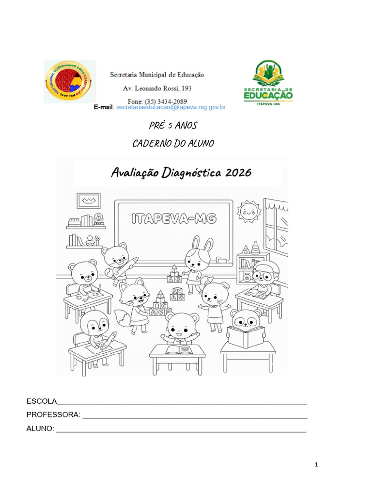 3 - Avaliação Diagnóstica Pré de 5 | PDF