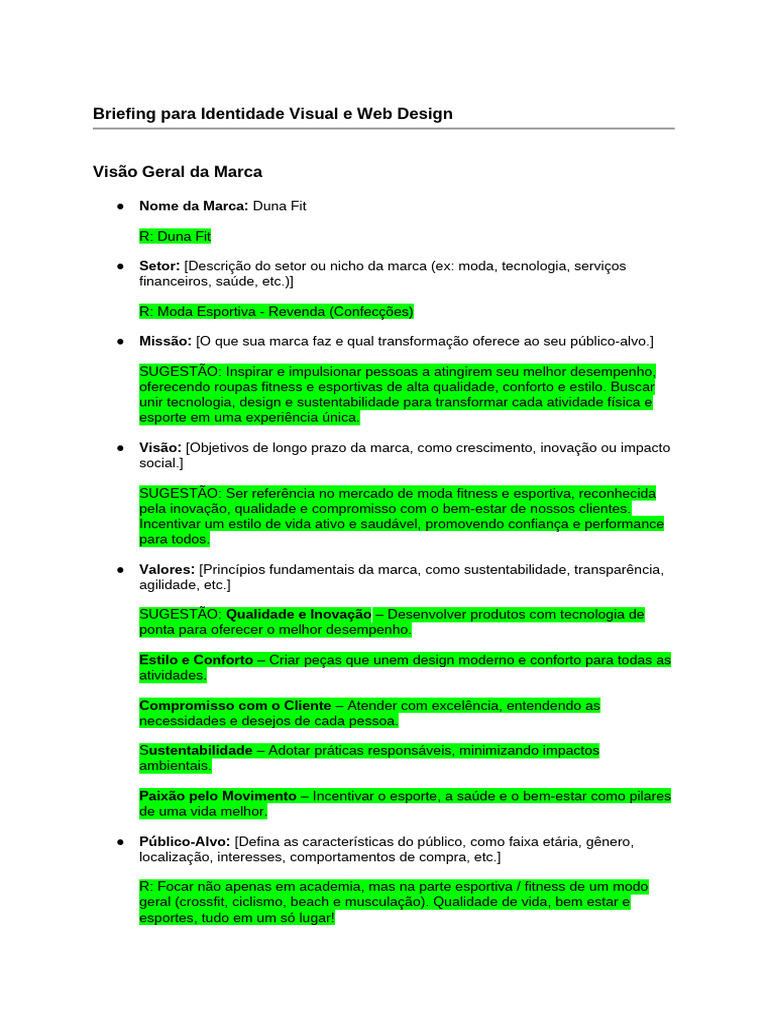Briefing para Identidade Visual e Web Design | PDF | Marca | Gestão de ...