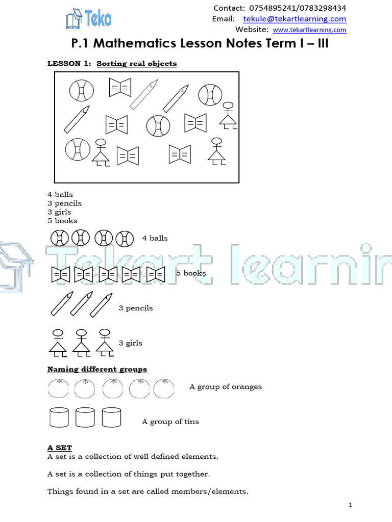 P.1 math notes | PDF | Subtraction | Empty Set